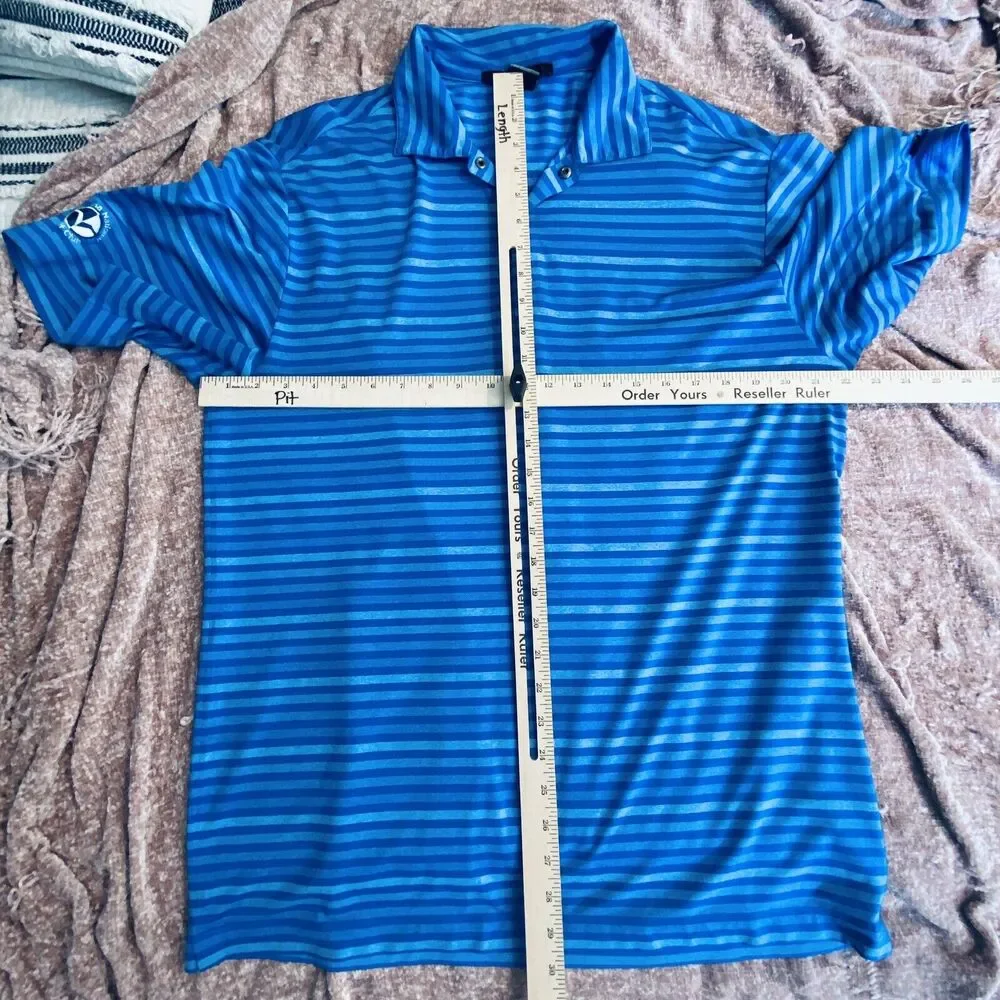 Nike Dri Fit Tiger Woods Collection TW Golf Polo Shirt Mens medium Blue Stripe